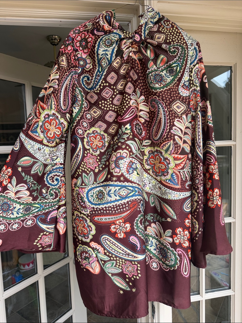 Women’s Paisley Print Mini dress in Burgundy